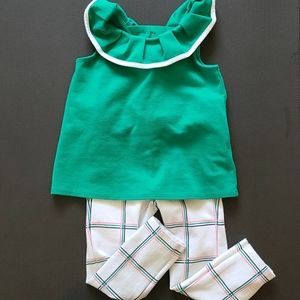 Janie and Jack Green/Plaid Pant Outfit